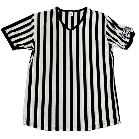 Men's Adult Samuel Adams XL 46 - 48 Referee Umpire Stripes V-Neck Black White - Picture 3 of 7